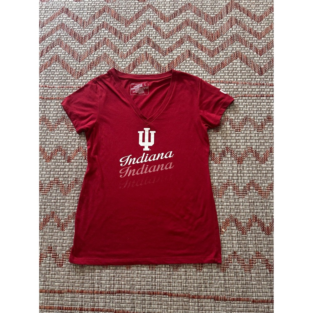 Indiana University Hoosiers Campus Heritage Red V-Neck Graphic T-Shirt, Size L